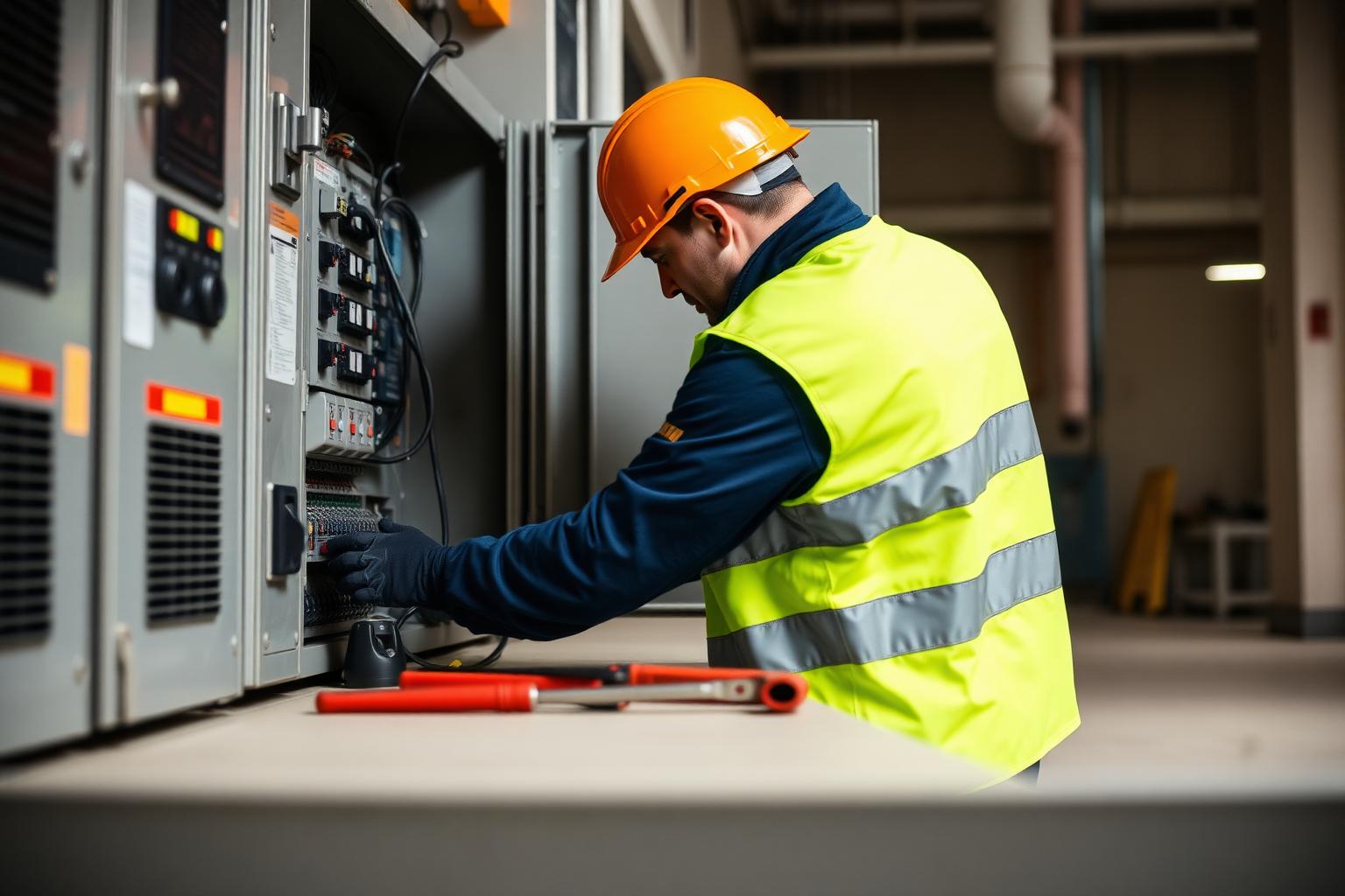UK energy services contractors maintaining renewable and utility infrastructure on site