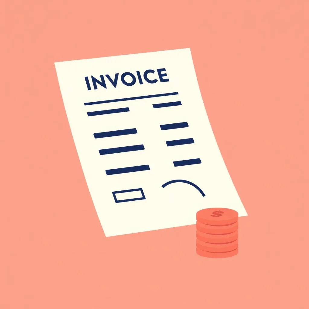 Invoice factoring illustration showing cash flowing from an invoice document into a business account